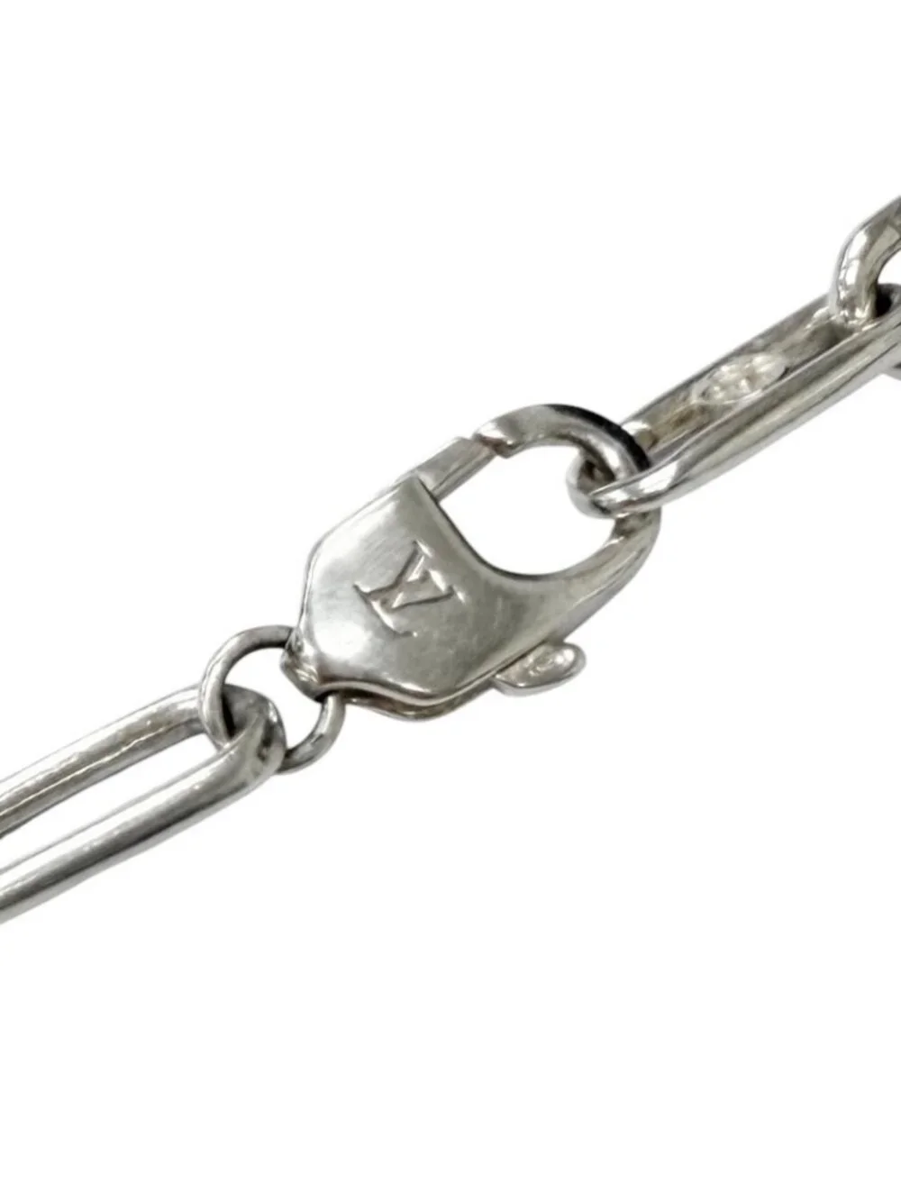 Louis Vuitton Sleek Monogram Necklace Silver